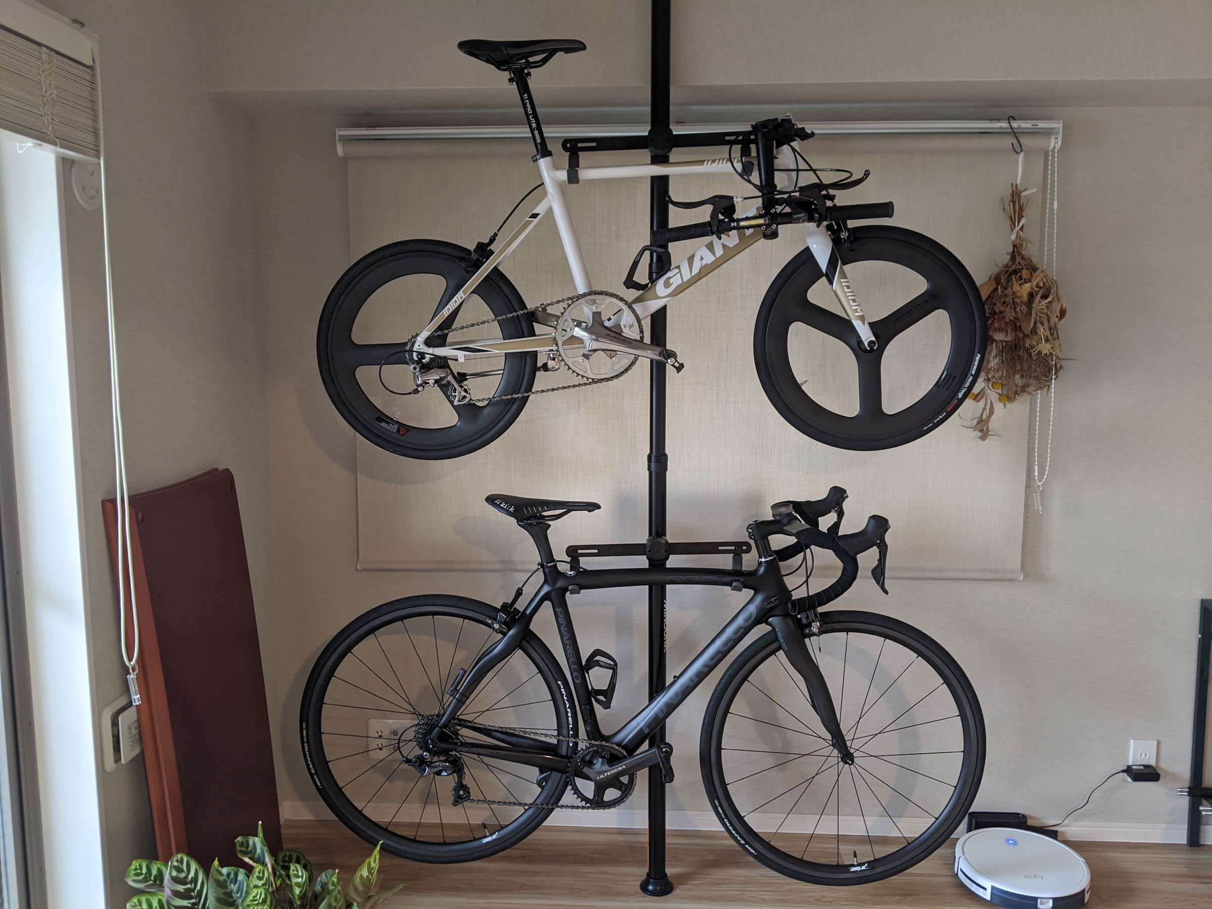 自転車スタンド バイクタワー 室内 2台 つっぱり式